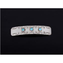 Navajo Silver and Turquoise Hair Barrette