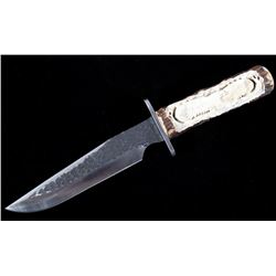 Custom Carved Antler Eagle Knife w/ Stand