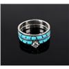 Image 2 : Navajo Turquoise and Diamond Wedding Ring Set