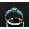 Image 5 : Navajo Turquoise and Diamond Wedding Ring Set