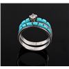 Image 6 : Navajo Turquoise and Diamond Wedding Ring Set