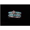 Image 7 : Navajo Turquoise and Diamond Wedding Ring Set