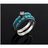 Image 8 : Navajo Turquoise and Diamond Wedding Ring Set