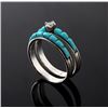 Image 9 : Navajo Turquoise and Diamond Wedding Ring Set