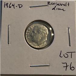 1964 D Roosevelt Silver Dime Nice Early US Coin