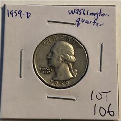 1959 D Washington Silver Quarter Nice Early US Coin