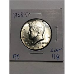 1968 D Silver Kennedy Half Dollar in MS High Grade