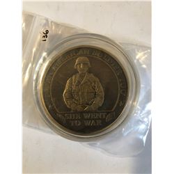 EXTREMELY RARE Large ARMY Challage Coin SHE WENT TO WAR Presented by General