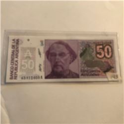 Rare 50 Australes ARGENTINA Bill in UNC Condition