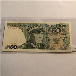 Rare 50 Piecdziesiat Zlotych POLAND Bill in UNC Condition