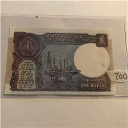 Rare 1 Rupee INDIA Bill in UNC Condition