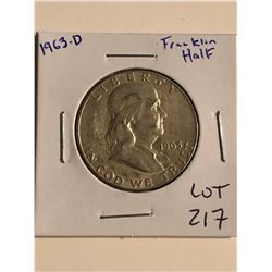 1963 D Franklin Silver Half Dollar