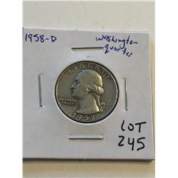 1958 D Silver Washington Quarter Nice Early US Coin