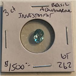 HUGE 3 Carat Rare BRASILIAN AQUAMARINE Investment GEM