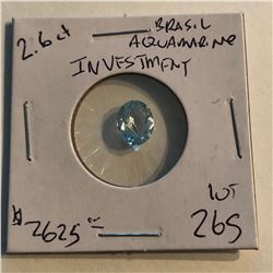 HUGE 2.60 Carat Rare BRASILIAN AQUAMARINE Investment GEM