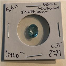 HUGE 5.60 Carat Rare BRASILIAN AQUAMARINE Investment GEM