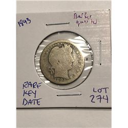 1893 Rare Key Date Liberty Head V Nickel Nice Early US Coin