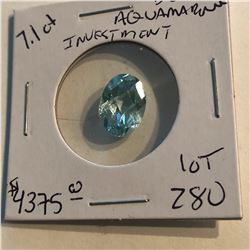 HUGE 7.10 Carat Rare BRASILIAN AQUAMARINE Investment GEM