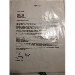 Rare August 1980 Signed Letter Gerald R Ford Recommendation Letter