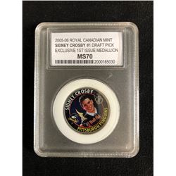 2005-06 ROYAL CANADIAN MINT SIDNEY CROSBY #1 DRAFT PICK EXCLUSIVE 1ST ISSUE MEDALLION (MS70)