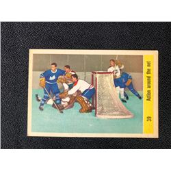 1958-59 Parkhurst #39 Jacques Plante - Action Around The Net