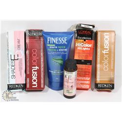 BAG OF ASSORTED DRUG STORE HAIR PRODUCTS