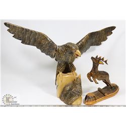 LOT OF 2 WOOD CARVING DECORATIONS