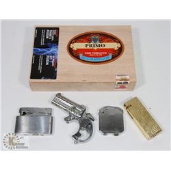 CIGAR BOX OF OLD LIGHTERS