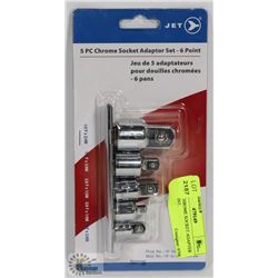 5PC JET CHROME SOCKET ADAPTER SET 6 POINT.