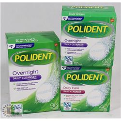 BAG OF ASSORTED POLIDENT DENTURE CLEANERS