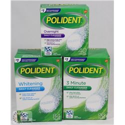 BAG OF ASSORTED POLIDENT DENTURE CLEANERS