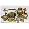 Image 1 : FLAT OF ASSORTED BRASS BELLS, CANDLE HOLDERS &