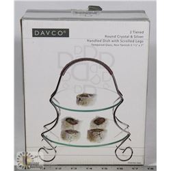 DAVCO 2 TIERED ROUND CRYSTAL & SILVER COLOUR