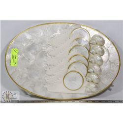 SERVICE FOR 6 SHELL THEMED COASTER, PLACEMENT,