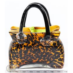 GLASS PURSE ORNAMENT.