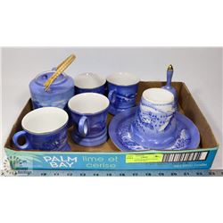 NEW TEA SET WITH WALL PLATE, PLANT POT AND BELL.