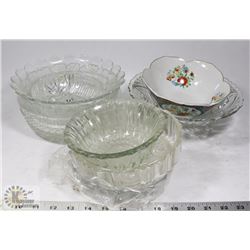 VARIOUS GLASS SERVING BOWLS
