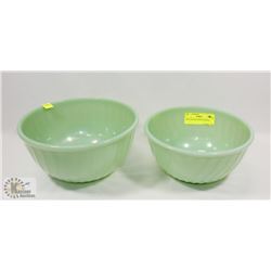 TWO VINTAGE JADEITE BOWLS.