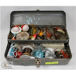 OLD FISHING TACKLE BOX FULL.