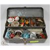 Image 1 : OLD FISHING TACKLE BOX FULL.