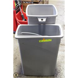 LOT OF 2 LARGE GREY GARBAGE PAILS