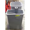 LOT OF 2 LARGE GREY GARBAGE PAILS