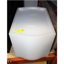 LOT OF 48 WHITE PLASTIC SERVING TRAYS