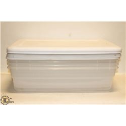 LOT OF 4 STERILITE 28 QT CONTAINERS WITH LIDS