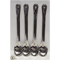 NEW 15" STAINLESS PERFORATED SPOONS - LOT OF 4