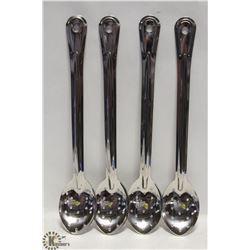 NEW 15" STAINLESS PERFORATED SPOONS - LOT OF 4
