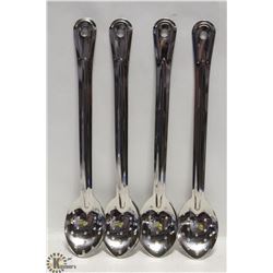 NEW 15" STAINLESS PERFORATED SPOONS - LOT OF 4