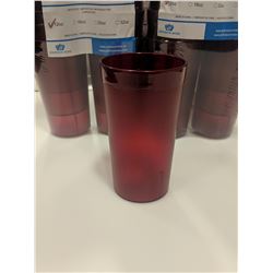 12OZ RED PLASTIC TUMBLERS - LOT OF 36
