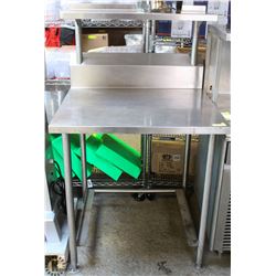 S/S PREP TABLE W/ OVERSHELF & FOOD PAN/TUB RAIL