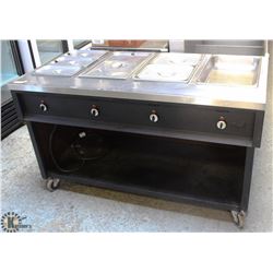 6' QUEST 4 WELL STEAM TABLE ON CASTORS
